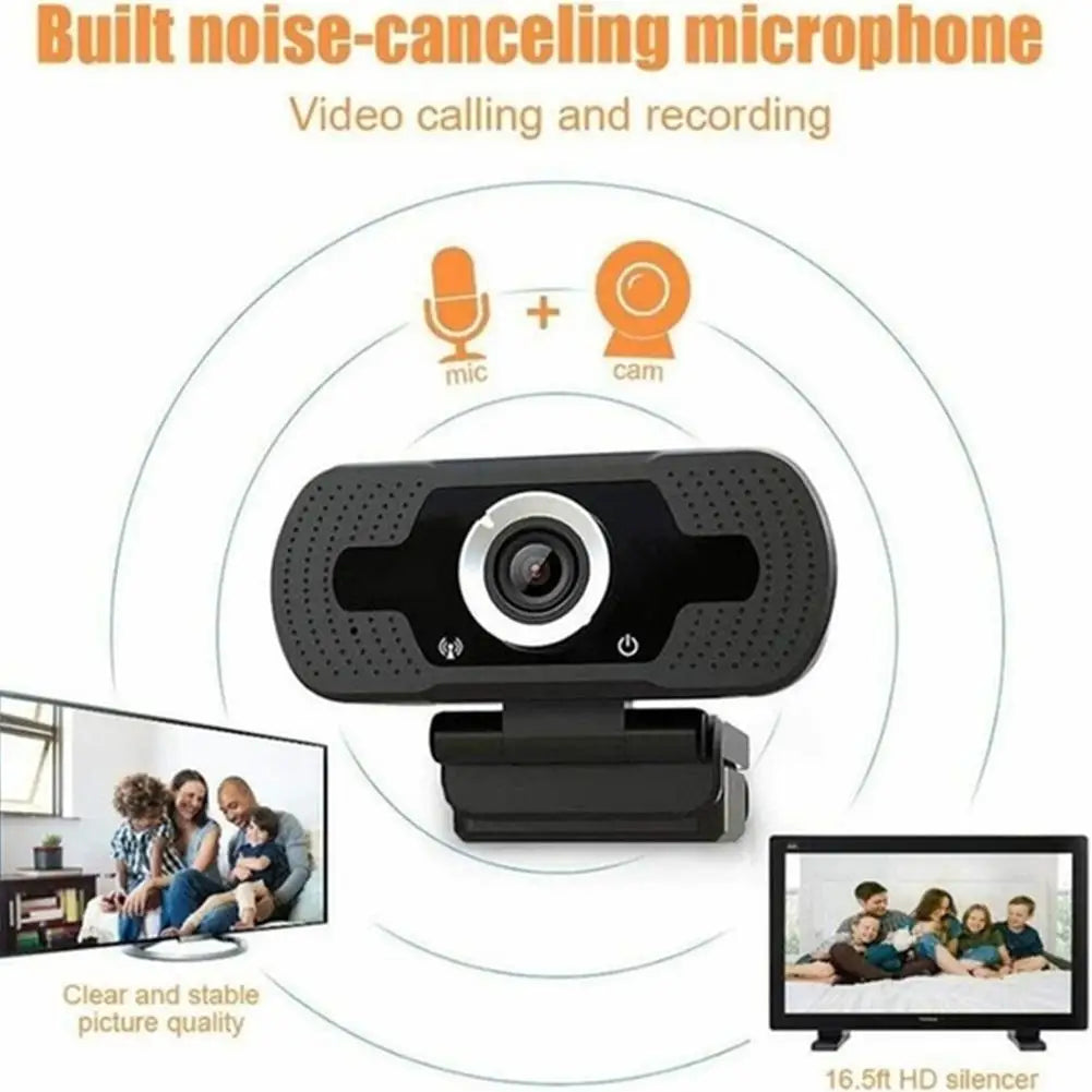 1080P HD USB Webcam with Microphone – Auto Focus, Plug & Play,