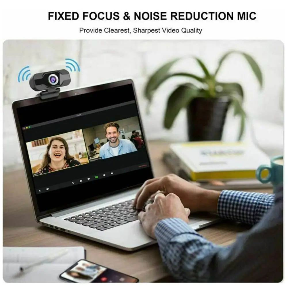 1080P HD USB Webcam with Microphone – Auto Focus, Plug & Play,