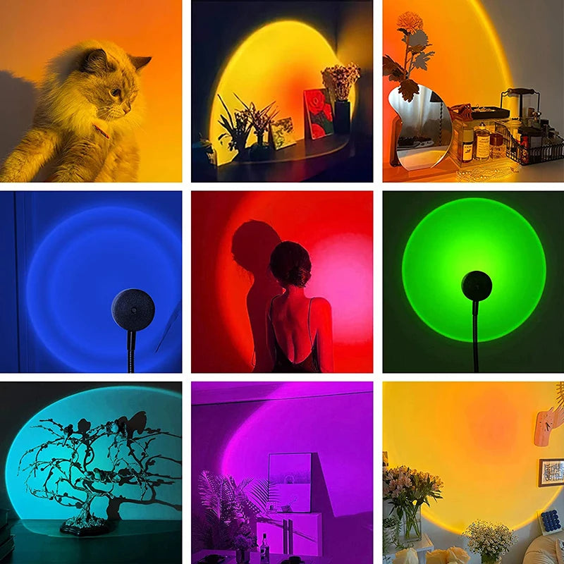 Sunset Lamp USB Powered Projector 7 Colors RGB Background Lights