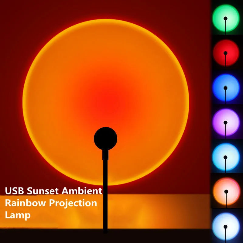 Sunset Lamp USB Powered Projector 7 Colors RGB Background Lights